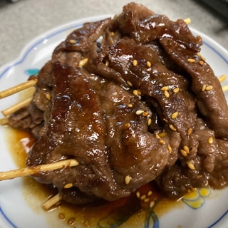 チョー簡単☆すき焼きのタレで牛肉の串さし！